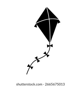 Vector de cometa voladora simple, un gráfico de arte de línea minimalista para la infancia, actividades al aire libre y diversión de verano.