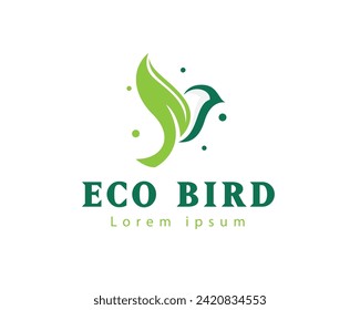 simple flying leaf eco green bird logo icon symbol design template illustration inspiration