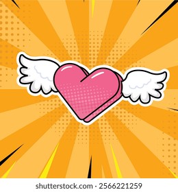 Simple flying love pop art comic icon illustration