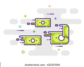 Simple Flying Money Vector Illustration