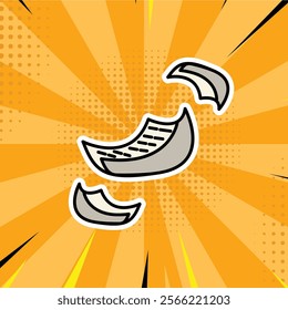 Simple flying paper pop art comic icon illustration