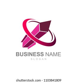 simple flying rocket logo, logo ready to use