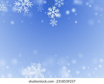 Einfach fliegender Schnee flattert die Kulisse. Schneefall-Fleck gefrorene Elemente. Schneefall Wetter weißer blauer Hintergrund. Fuzzy Schneeflocken Weihnachten Thema. Schnee Hurrikanlandschaft.