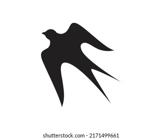 Simple Flying Swallow Bird visualized with Silhouette Style