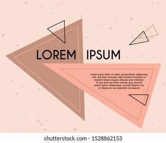 Simple flying triangles geometric banner vector design. Poster or flyer template with geometric confetti - triangles, circles, squares, cross, zigzag shapes. Banner concept with title and text.