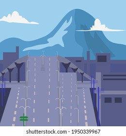 simple flyover and mountain landscape 