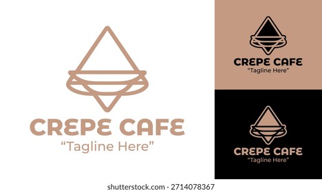 Un sencillo logotipo de crepe doblado adecuado para cafeterías de postres, panaderías y lugares modernos para brunch.