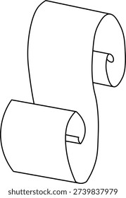 Simple folded paper scroll illustration isolated on white background