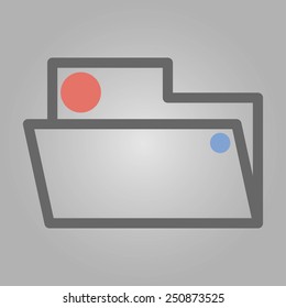 Simple folder with 2 dots for using in web design, infografics and print document