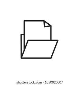 Carpeta simple con vector de icono de contorno de archivo