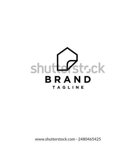 Simple Folding House Icon Logo Design. House Icon With Folded Edges Logo Design.