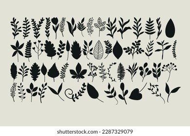 Simple foliage vector clipart with various leaf designs