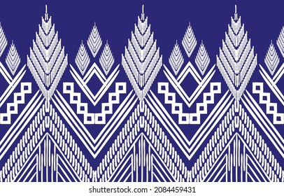 Simple folk Hand Draw White and Blue Ethnic Pattern