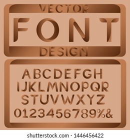 Simple font of brown gradient letters set. Modern design alphabet font, numbers and symbols. Abstract vector elements for corporate identity emblem, label or icon. Vector illustration