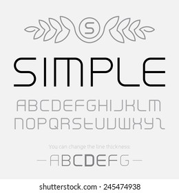 Simple font made of thin lines, you can change the line thickness. Uppercase Alphabet letters for monograms or company logo.