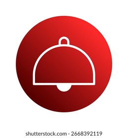 Einfache Lebensmittel-Kuppel Benachrichtigung Vektorgrafik-Symbol in rotem Farbverlauf Kreis Hintergrund perfekt für moderne minimalistische Designs