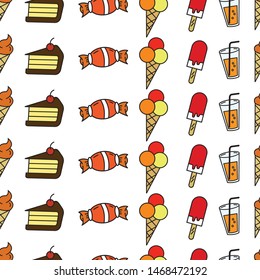 simple food doodles, colorful food icon, fastfood vector template, food pattern background