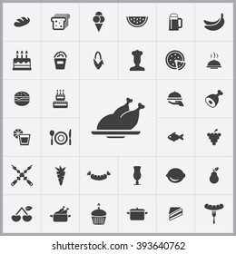 Simple Food Icons Set. Universal Food Icons To Use For Web And Mobile UI, Set Of Basic UI Food Elements 