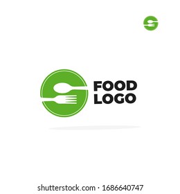 logotipo de comida simple con un icono de cuchara y tenedor