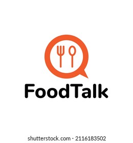 simple food talk or food chat logo design