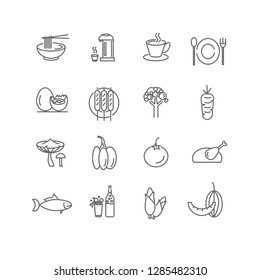 Simple of food thin line icon set