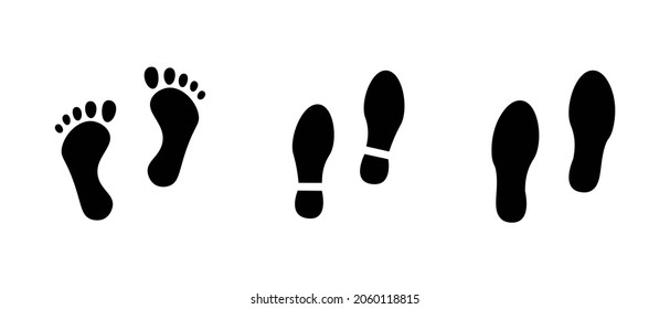 Simple footprints silhouette vector icons set