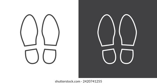 Simple Footsteps icon line style. The lines of footprints. Vector illustration of footprint isolated icon in black and white background. shoe, step flat simple symbol.