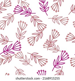 Simple forest berry seamless pattern. Hand drawn cute floral wallpaper. Doodle plants endless backdrop. Design for fabric, textile print, wrapping paper, cover. vector illustration