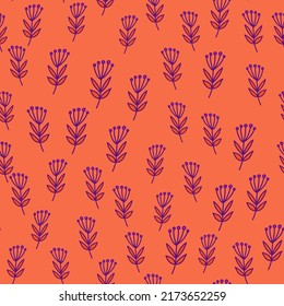 Simple forest berry seamless pattern. Hand drawn cute floral wallpaper. Doodle plants endless backdrop. Design for fabric, textile print, wrapping paper, cover. vector illustration