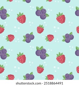 simple forest berry seamless pattern. Print with berries, blueberries and raspberries