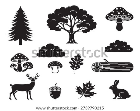 Simple forest elements silhouette for gorgeous environmental graphics