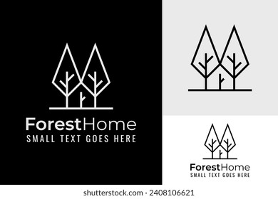 Simple Forest House Home Cabin Hut Cottage Logo Design Branding Template