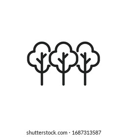 Simple forest line icon. Stroke pictogram. Vector illustration isolated on a white background. Premium quality symbol. Vector sign for mobile app and web sites.