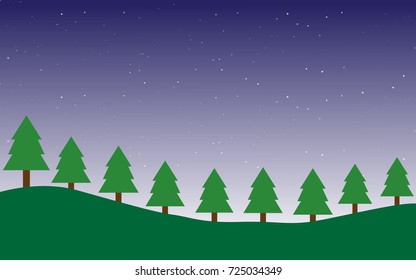 simple forest in night scene,vector