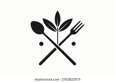 Icono cruzado simple del cuchillo del tenedor y de la cuchara para el concepto culinario y de cocina