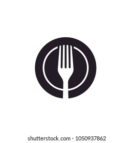 Simple Fork and Plate Icon for Restaurant logo design