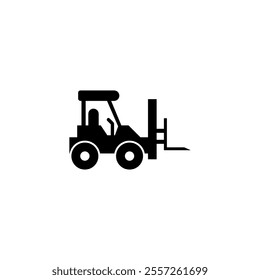 Simple Forklift logo icon. Construction vehicle and Heavy Equipment icon vector