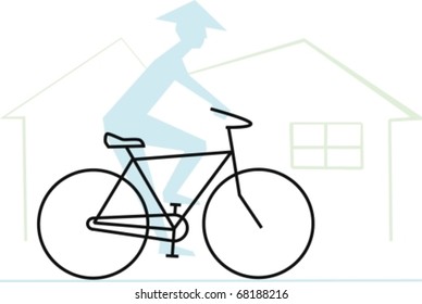 simple form bicycle with ghost rider