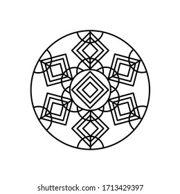 A simple form of mandala for coloring. Geometric flower for anti-stress coloring. Black and white pattern for coloring books for adults and children