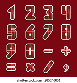 Simple form number and sign plaid set. Vector illustration background or separate stickers.