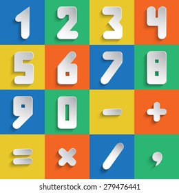 Simple form number and sign set on colored background. Vector background or separate elements