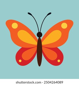 simple form orange color butterfly in vector illustration