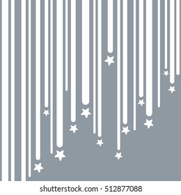 Simple forms Background with Stripes and Stars. Star Shower made in Vector. Useful for banners, invitation, card or web design.