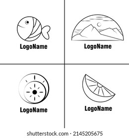 cuatro logotipos simples de lineares negros 