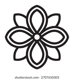 Vector simple de contorno de icono de flor de cuatro pétalos