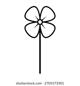 Simple four petal flower line art icon nature symbol