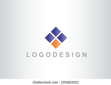 Simple four square boxes vector logo design concept