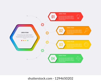 simple four steps design layout infographic template with hexagonal elements. business process diagram for banner, poster, brochure, annual report and presentation with marketing icons. eps 10