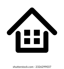 Simple four windows house icons. Vector.
