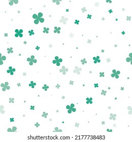 Simple four-leaf clover background. Editable seamless pattern. Design for banner, poster, card, textile, fabric, wrapping paper. Transparent background. Vector EPS 8.